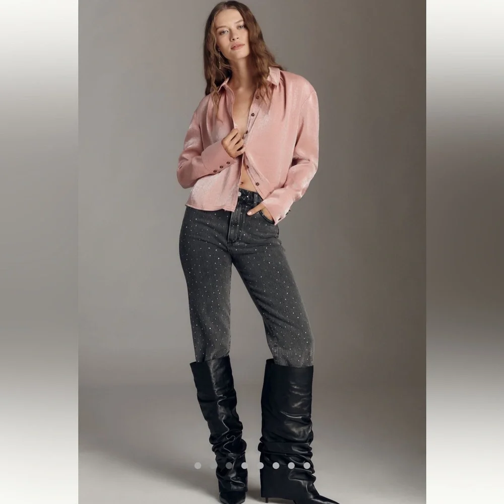 Anthropologie Pilcro Liquid Shine Buttondown Shirt - Picture 3 of 5
